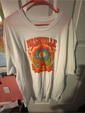 Epic Threads White Nashville Graphic Tee with Orange and Teal Print